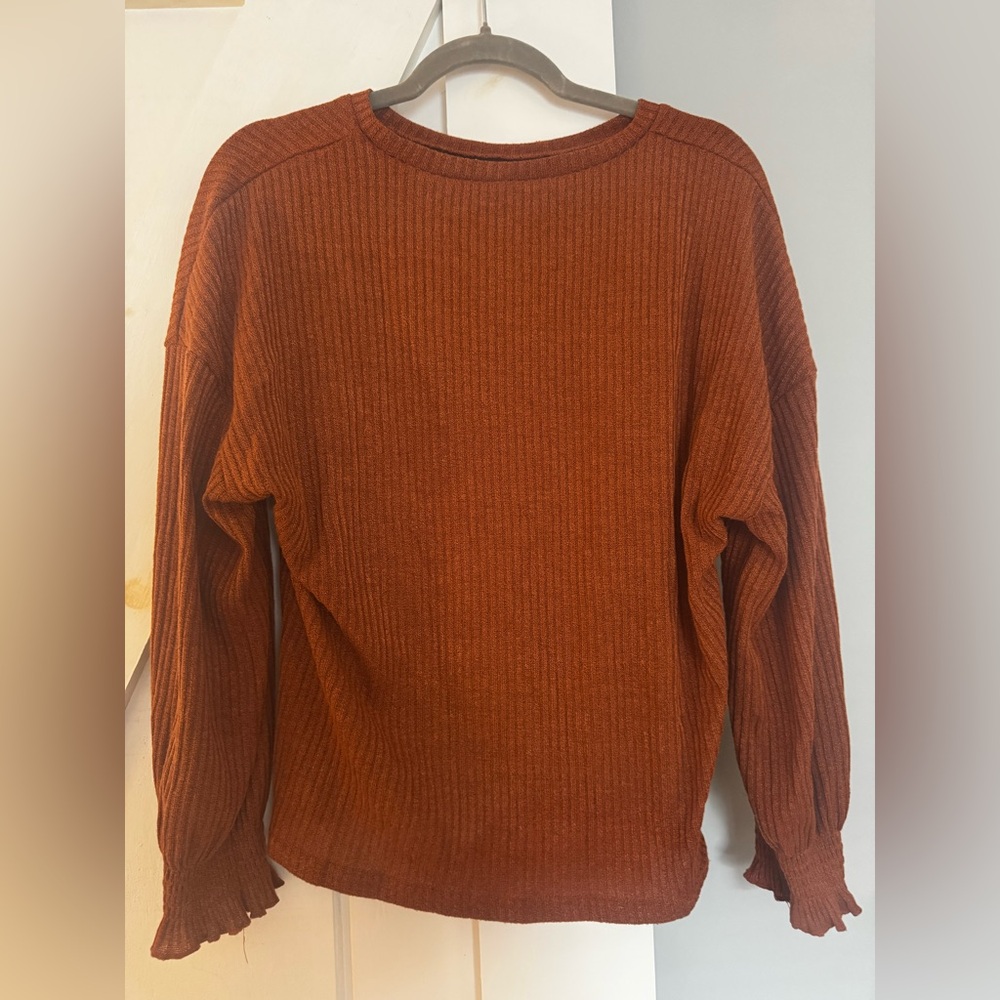 Rust Ribbed Women's Sweater